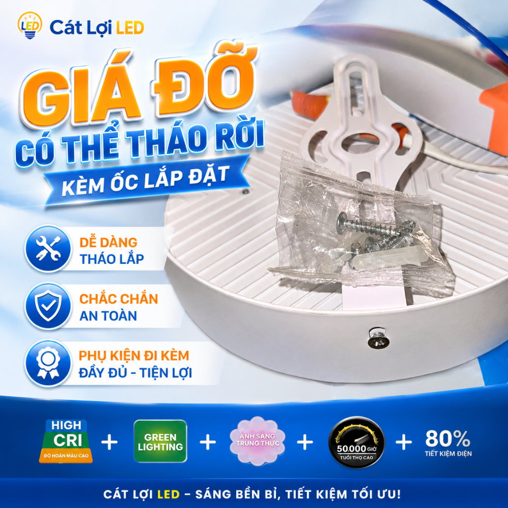 Đèn Ốp Trần Nổi LED 24W 3 Màu Ánh Sáng Tròn/Vuông, Đèn Gắn Trần Siêu Sáng Tiết Kiệm Điện, BH 2 Năm