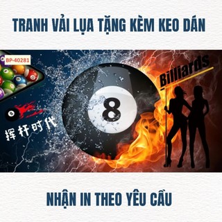 Tranh trang trí quán bi-a, quán billiards, club bida tranh 3D dán tường in trên chất liệu vải lụa(shop tặng kèm keo dán)