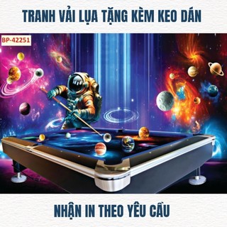 Tranh trang trí quán bi-a, quán billiards, club bida tranh 3D dán tường in trên chất liệu vải lụa (tặng kèm keo dán)