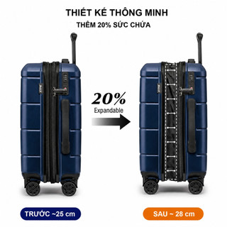 Vali Kéo Du Lịch 20 inch Weplus Hàng Nội Địa Trung Nhựa PC Kết Hợp ABS Kèm Giá Cốc Móc Treo WPL121