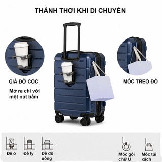 Vali Kéo Du Lịch 20 inch Weplus Hàng Nội Địa Trung Nhựa PC Kết Hợp ABS Kèm Giá Cốc Móc Treo WPL121