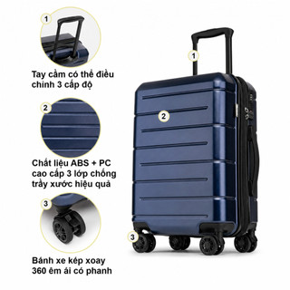 Vali Kéo Du Lịch 20 inch Weplus Hàng Nội Địa Trung Nhựa PC Kết Hợp ABS Kèm Giá Cốc Móc Treo WPL121