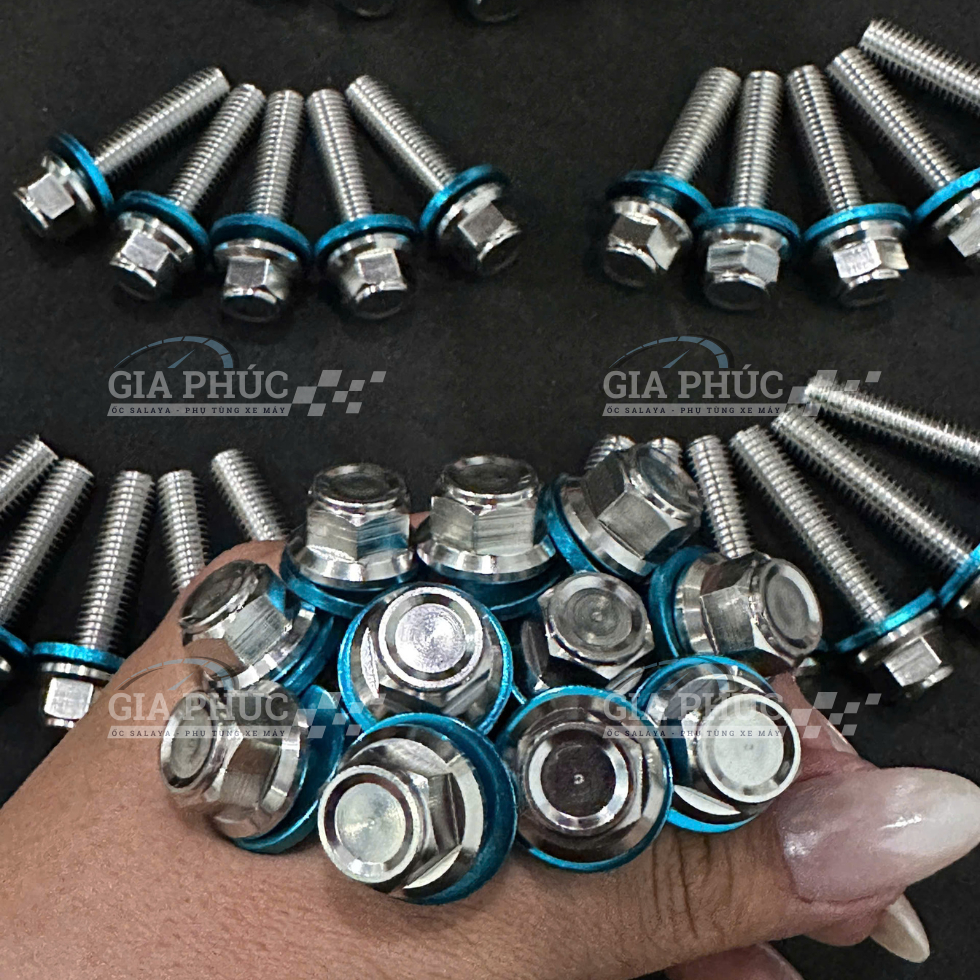 Ốc Salaya 6Ly 8Ly 10Ly (THÁI V3) Inox 304 +Lông Đền Xanh, Chiều Dài Đầy Đủ Các Size (Giá Sỉ 1 Ốc)