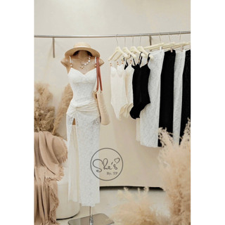 Set Bikini 1 Mảnh Ren Hạt Gỗ Mix Chân Váy Xoắn Chuẩn She’s