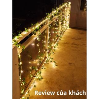 Dây leo giả lá thường xuân + đèn led 3M dùng để trang trí phòng làm việc, decor sự kiện quán cà phê