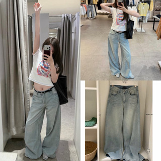 𝐏𝐡𝐢𝐞𝐧 𝐖𝐆𝐖𝐄 | (Sẵn M) w9500 Quần Jean Ống Suông Rộng 100CM Xanh Nhạt