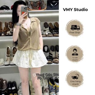 VMY Studio - Set áo len montoghi phối áo 2 dây siêu xinh mặc mát không nóng diện đi chơi đi biển nữ