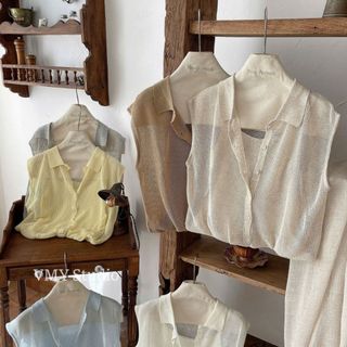 VMY Studio - Set áo len montoghi phối áo 2 dây siêu xinh mặc mát không nóng diện đi chơi đi biển nữ