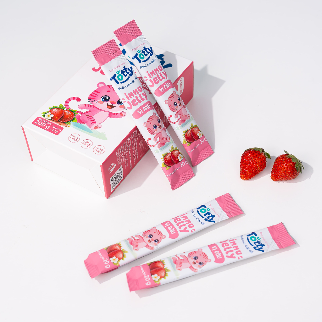[Thực Phẩm Bổ Sung] Thạch Trái Cây Cho Bé Totty Jelly Vị Dâu, Bổ Sung L-Lysine, Kẽm, Vitamin Dạng Thạch Mềm, Ăn Ngon