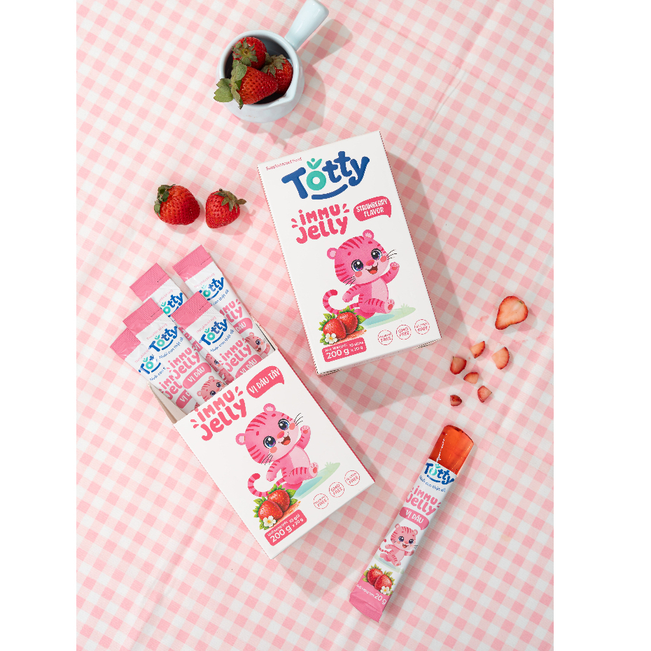 [Thực Phẩm Bổ Sung] Thạch Trái Cây Cho Bé Totty Jelly Vị Dâu, Bổ Sung L-Lysine, Kẽm, Vitamin Dạng Thạch Mềm, Ăn Ngon