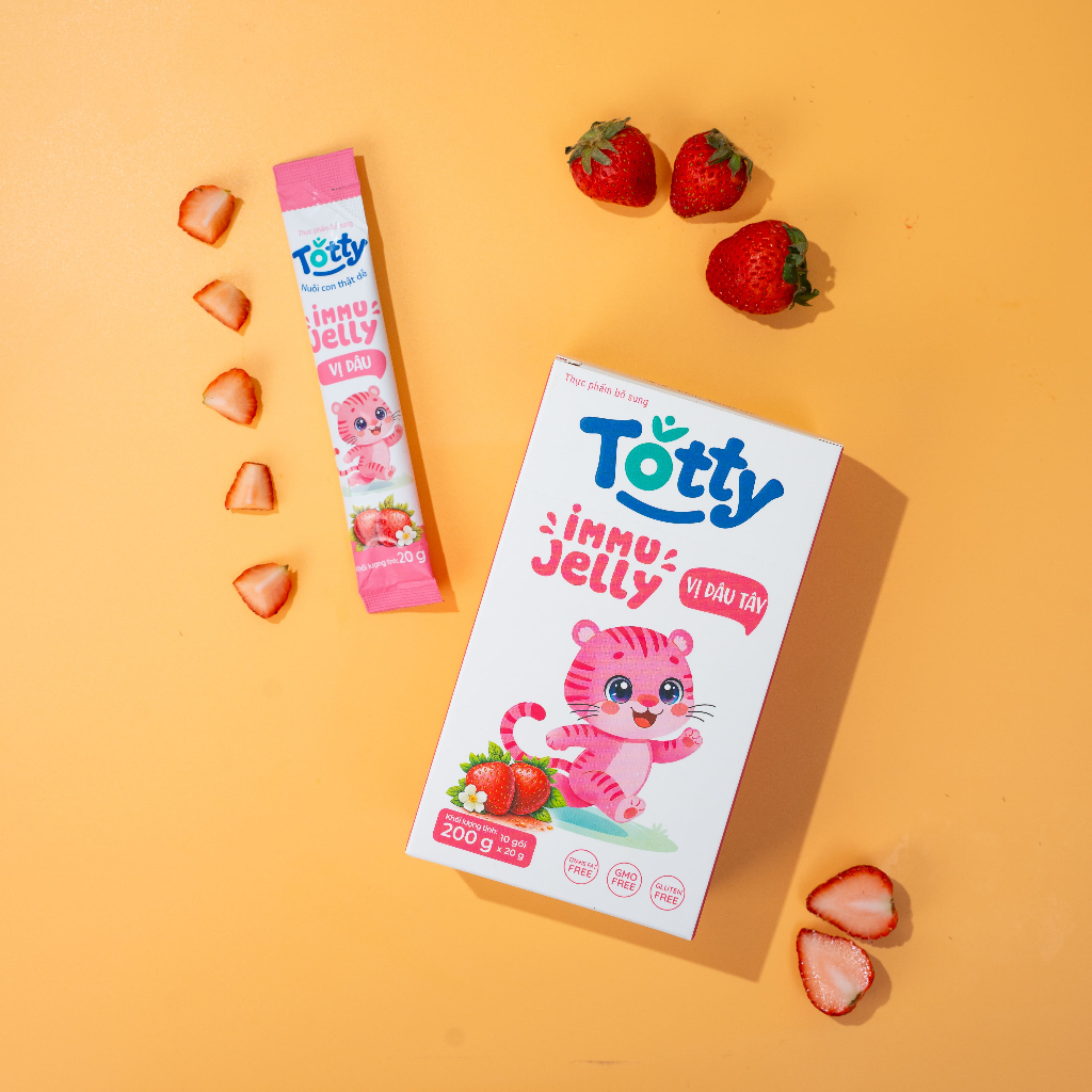 [Thực Phẩm Bổ Sung] Thạch Trái Cây Cho Bé Totty Jelly Vị Dâu, Bổ Sung L-Lysine, Kẽm, Vitamin Dạng Thạch Mềm, Ăn Ngon