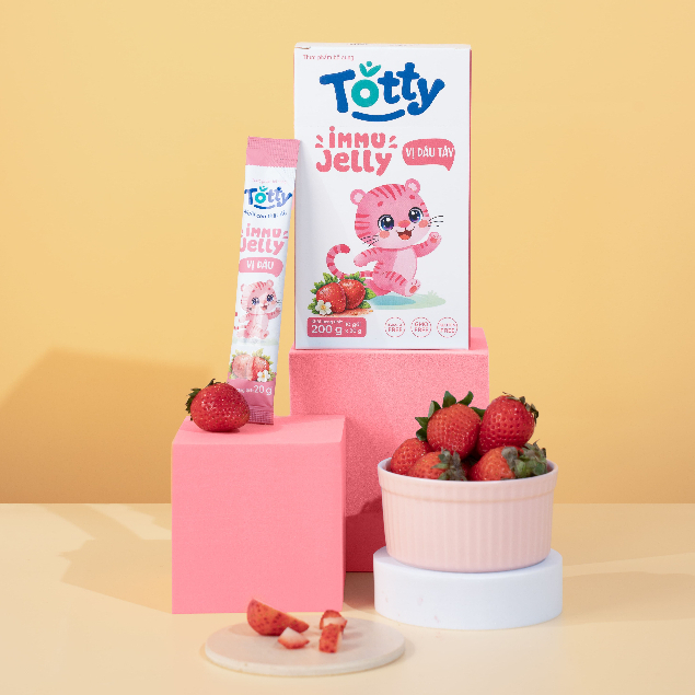 [Thực Phẩm Bổ Sung] Thạch Trái Cây Cho Bé Totty Jelly Vị Dâu, Bổ Sung L-Lysine, Kẽm, Vitamin Dạng Thạch Mềm, Ăn Ngon