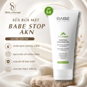Sửa Rửa Mặt BABE Stop Akn Purifying Cleansing Gel Giảm Mụn, Thu Nhỏ Lỗ Chân Lông