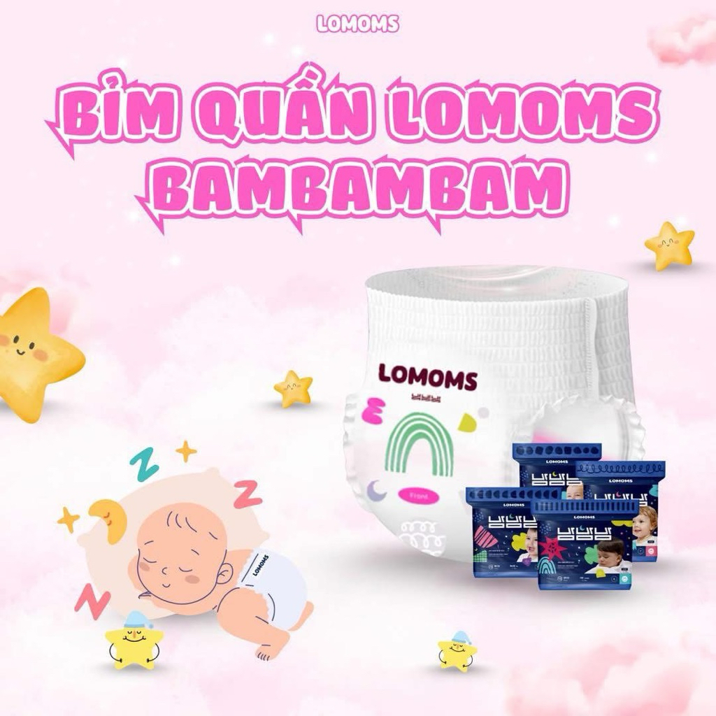 Tã/bỉm Lomoms BamBamBam, bỉm đêm cao cấp Hàn Quốc đủ size cho bé từ 3 - 25kg