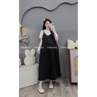 SET BẦU VÁY YẾM ĐŨI HOA ÁO COTTONG-yếm rời-4 màu