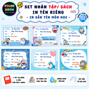 Nhãn Vở/Sách DORAEMON - Chống thấm nước - In Theo Yêu Cầu - ColorBoom