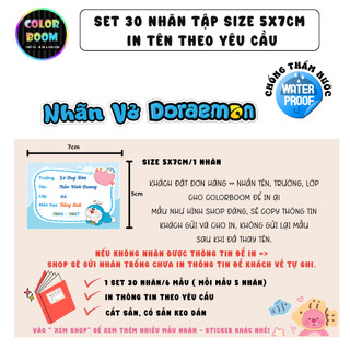 [ IN TÊN THEO YÊU CẦU] Nhãn Vở/Sách DORAEMON - Chống thấm nước - In Theo Yêu Cầu - ColorBoom