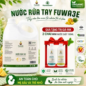 Nước rửa tay hữu cơ Fuwa3e tinh dầu quýt từ chế phẩm Enzyme sinh học an toàn cho mọi loại da 3.8l