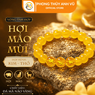 Vòng tay mệnh kim tam hợp hợi mão mùi - chất liệu mã não vàng cho mệnh thổ, kim - may mắn tài lộc
