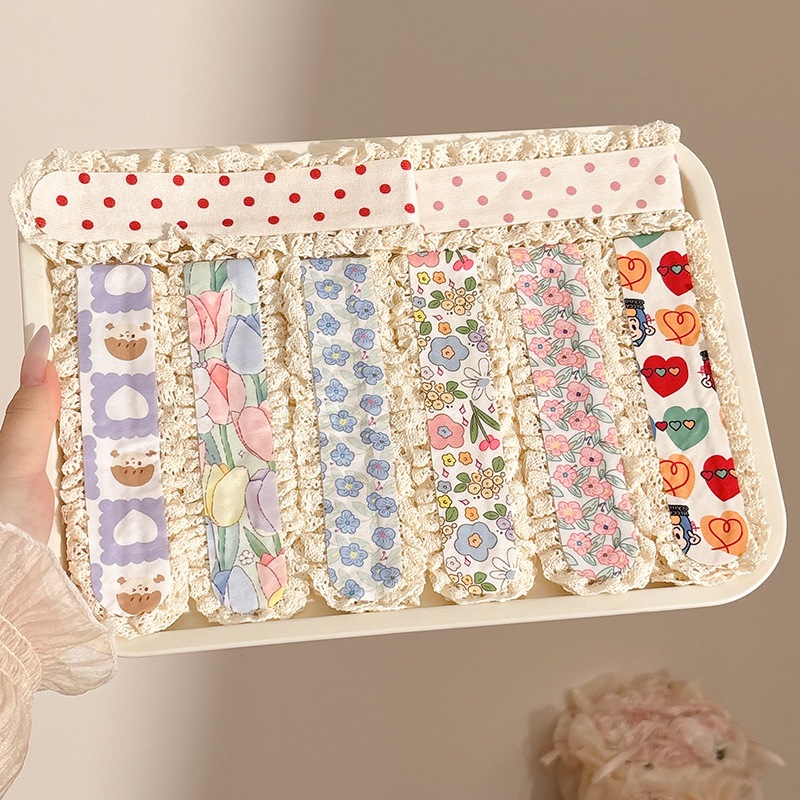 Băng đô dán mái cố định tóc viền ren hoa nhí đáng yêu phong cách Hàn Quốc chống đau đầu 33,5cm