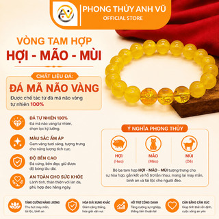 Vòng tay mệnh kim tam hợp hợi mão mùi - chất liệu mã não vàng cho mệnh thổ, kim - may mắn tài lộc