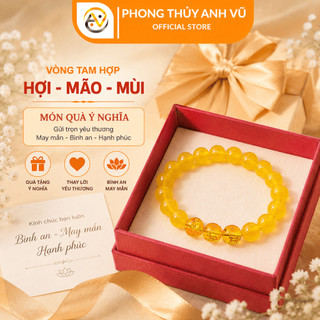 Vòng tay mệnh kim tam hợp hợi mão mùi - chất liệu mã não vàng cho mệnh thổ, kim - may mắn tài lộc