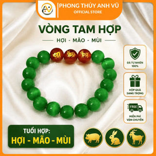 Vòng tam hợp hợi mão mùi chất liệu mắt mèo - size 8 10ly cho mệnh mộc, hỏa - may mắn tài lộc