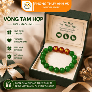 Vòng tam hợp hợi mão mùi chất liệu mắt mèo - size 8 10ly cho mệnh mộc, hỏa - may mắn tài lộc