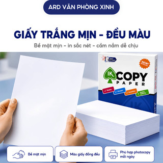 Combo thùng 5 ream giấy A4 IK Copy 70gsm/80gsm trắng mịn in sắc nét, giấy photocopy văn phòng