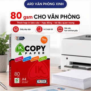 Combo thùng 5 ream giấy A4 IK Copy 70gsm, giấy in photocopy trắng mịn nhập khẩu indonesia chính hãng C2