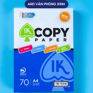 Combo thùng 5 ream giấy A4 IK Copy 70gsm/80gsm trắng mịn in sắc nét, giấy photocopy văn phòng