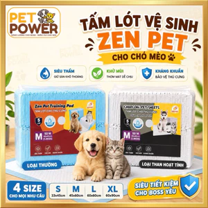 Tấm Lót Vệ Sinh Zen Pet Cho Chó Mèo 4 Size S M L XL, Siêu Thấm, Khử Mùi, Kháng Khuẩn