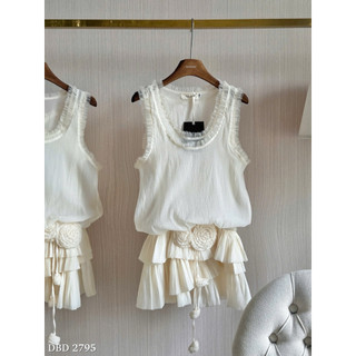Váy Tơ Xoè Tầng Chun Eo Đính Hoa
