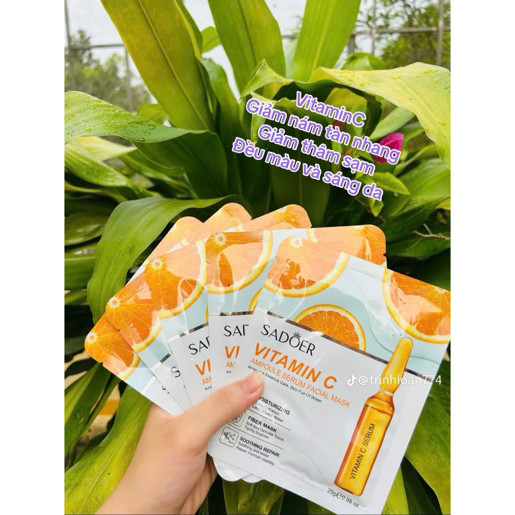 Combo 30 Miêng Mặt Nạ  SADOER mix HA - Vitamin C - Vàng 24K Giúp Dưỡng Ấm,Giảm nám mờ thâm bật tone da