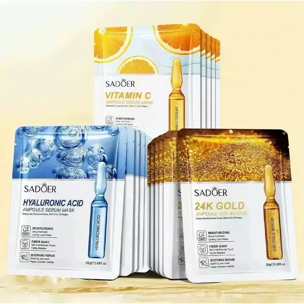 Combo 30 Miêng Mặt Nạ  SADOER mix HA - Vitamin C - Vàng 24K Giúp Dưỡng Ấm,Giảm nám mờ thâm bật tone da