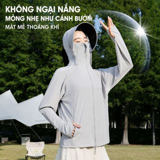 [MÀU ĐEN] Áo Chống Nắng Nữ Dáng Rộng Cao Cấp Upf50+ |Chống Uv, Khóa Kéo 2 Chiều, Mũ Có Thể Tháo Rời