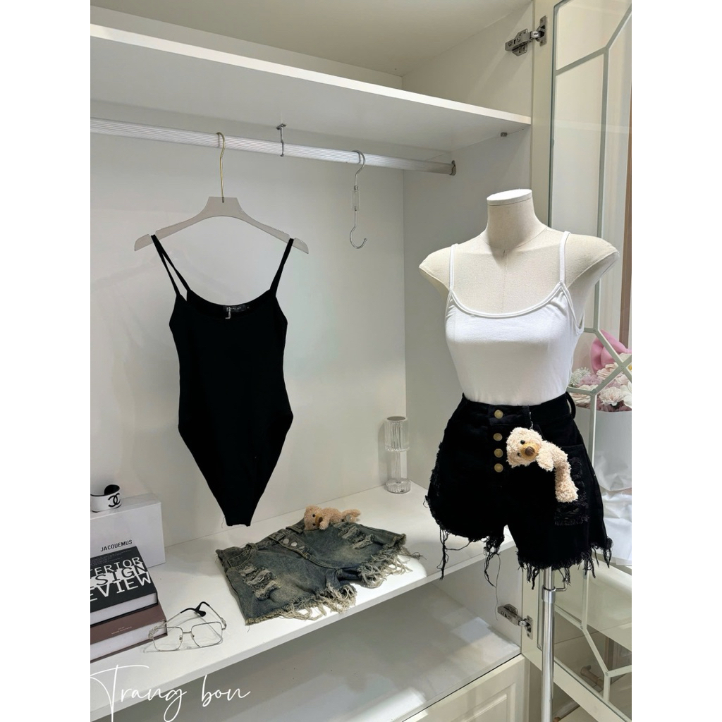 Sét body suit sooc bò cạp cao kèm gấu cài