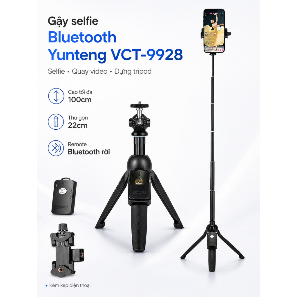 Gậy chụp ảnh selfie Yunteng YT 9928 - Nhỏ gọn tiện lợi mang đi du lịch