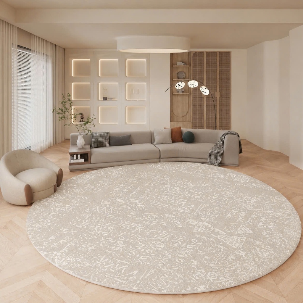 Thảm tròn lông cừu mềm mịn đế dệt 160x160cm, 100x100cm, thảm tròn decor, êm mềm, basic - Memmincarpet - TH102_C03