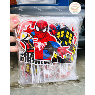 Bịch 10 Set Giấy Cắm Siêu Nhân Nhện, Spiderman- Trang Trí Bánh Kem Cho Bé Trai