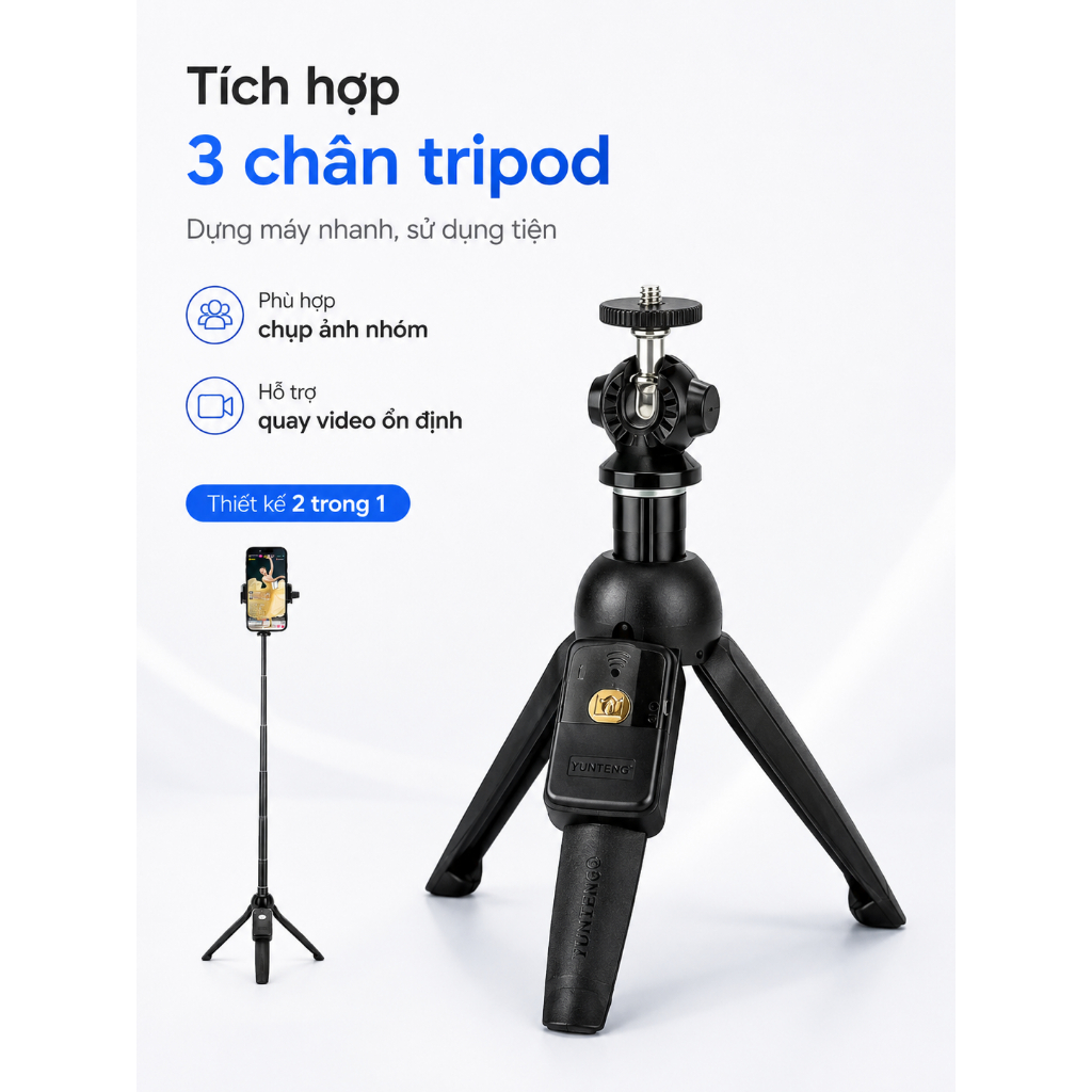 Gậy chụp ảnh selfie Yunteng YT 9928 - Nhỏ gọn tiện lợi mang đi du lịch