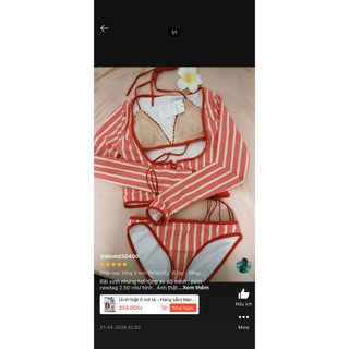 (Ảnh thật mô tả-hàng sẵn mút)•HỎA TỐC•Bộ bơi hai mảnh  ba mảnh bikini kẻ sọc bra hottrend Hàn Quốc mẫu mới2026