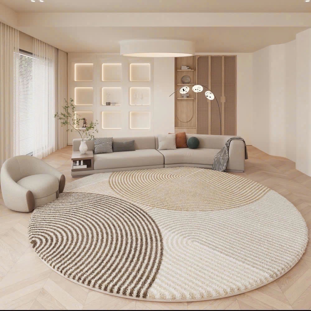 Thảm tròn lông cừu mềm mịn đế dệt 160x160cm, 100x100cm, thảm tròn decor, êm mềm, basic - Memmincarpet - TH102_C03