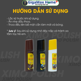 Xi Nước Đánh Giày XIMO SHOE POLISH 75ml – Đầu Mút Tiện Lợi, Dưỡng Da, Chống Nước & Phục Hồi Màu Cấp Tốc | GigaMax Home