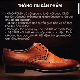 Xi Nước Đánh Giày XIMO SHOE POLISH 75ml – Đầu Mút Tiện Lợi, Dưỡng Da, Chống Nước & Phục Hồi Màu Cấp Tốc | GigaMax Home