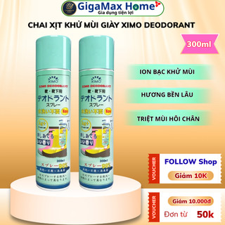 Chai Xịt Khử Mùi Hôi Giày Chân XIMO DEODORANT 300ml – Nano Bạc (Ag+) Kháng Khuẩn, Thơm Mát Tức Thì | GigaMax Home
