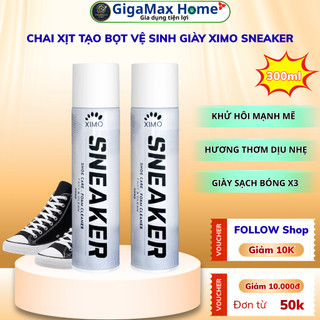 Chai Xịt Tạo Bọt Vệ Sinh Giày Cao Cấp XIMO SNEAKER 300ml – Làm Sạch Khô Siêu Tốc, Trắng Sáng Như Mới | GigaMax Home