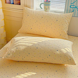 Set 3 Món Ga Gối Cotton Đũi Dệt Tơ Tre Icy Màu Sắc Họa Tiết Nhí Xinh Xắn – Ga Bọc Nệm Thoáng Mát, Mềm Mịn Chuẩn Hàn Quốc
