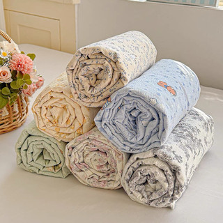 Set 3 Món Ga Gối Cotton Đũi Dệt Tơ Tre Icy Màu Sắc Họa Tiết Nhí Xinh Xắn – Ga Bọc Nệm Thoáng Mát, Mềm Mịn Chuẩn Hàn Quốc