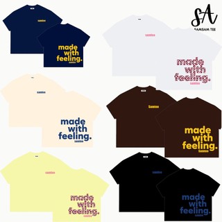 Áo Thun Boxy Tay Ngắn Cotton 250gsm " MADE WITH FEELING " Áo Phông Forrm Rộng Unisex Nam